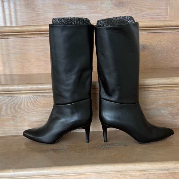 Inez Black Leather Heeled Boots NWT 7.5 - Picture 3 of 9